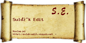Sulák Edit névjegykártya