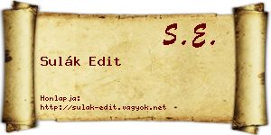 Sulák Edit névjegykártya